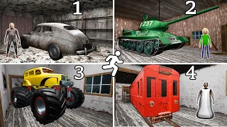 Granny 1 2 3 4 Escape With All Vehicles | Secret Updane Granny - Gameplay Animation (fun mix 1)