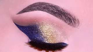 Foxy Eyes Glitter Gold Blue Makeup Tutorial | Melissa Samways