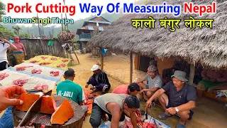 Best Pork Cutting Style In Nepal / कालो बंगुर लोकल / Bhuwan Singh Thapa Village Pork Cutting Style