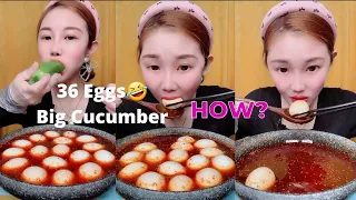 Girl eating 36 Eggs and big Cucumber 🤣 | foodygirl | Asian girl