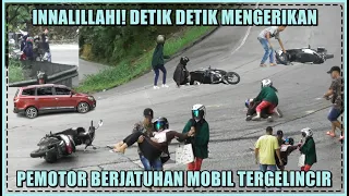Innalillahi, Live Detik Detik Mengerikan Pemotor Berjatuhan Mobil Tergelincir di Sitinjau Lauik
