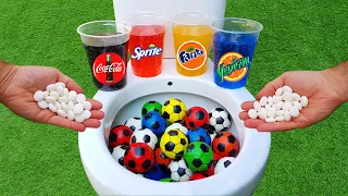Football VS Coca Cola, Fanta, Sprite, Yedigün Blue and Mentos in the toilet