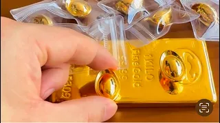 Shock! Feeling the crisp sound of gold colliding up close is so relaxing!#gold #goldbar