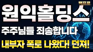 [원익홀딩스 주가전망] 주주님들 죄송합니다. 내부자 폭로 나왔습니다. 당장 매도 버튼부터 찾으세요.