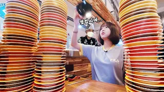 몇 접시 먹었을까요?🤔 1300원 회전초밥 먹방