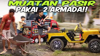MUATAN PASIR PAKAI TRUK DAN JEEP❗ DITDIM BANTU AYAH MUAT PASIR TRUK DIMAS BUMPERNYA GASRUK