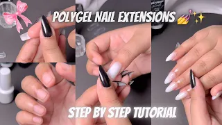 How to do polygel Nail Extensions at home🏡| Step By Step Tutorial For Polygel Nails for Beginners💅🎀|