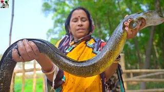 2kg ওজনের ধান খাওয়া বাউশ মাছ কেটে রান্না | Baush Fish curry recipe | villfood