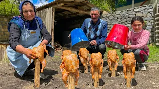 Mega Way to Cook Whole Chickens Under Buckets! Must see
