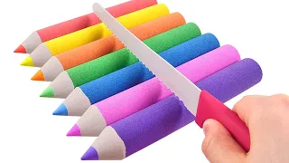 Satisfying Video | How To Make Pencil from Kinetic Sand Cake Cutting ASMR RainbowToyTocToc