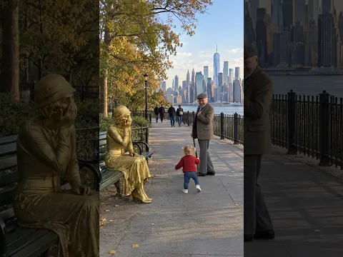 She copied grandpa… and the statue couldn't hold it 😂 #shorts
