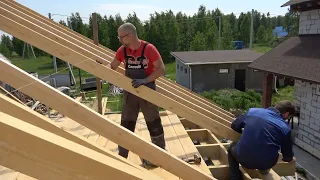 Двускатная крыша и гибкая черепица Весь процесс и ошибки СТРОИМ ДЛЯ СЕБЯ