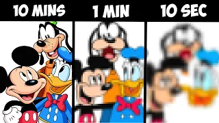 Drawing DISNEY in 10 Minutes, 1 Minute, and 10 Seconds