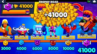 NONSTOP to 41000 TROPHIES Without Collecting TROPHY ROAD + New Brawler BUSTER - Brawl Stars