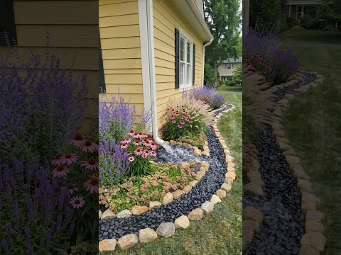 Dry Creek Bed Fixes Two Flooded Downspouts