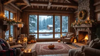 Cozy Winter Cabin Jazz | Relaxing Fireplace & Smooth Jazz Ambience