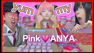アーニャ色のピンクお菓子沢山食べてみた‼️