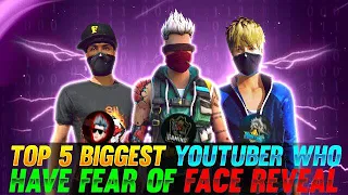 TOP 5 BIGGEST YOUTUBER WHO HAVE FEAR OF FACE REVEAL 🫣#freefire #freefirefact #ajjubhai #wildalex