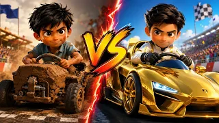 Poor Boy's Mud Car 🆚 Rich Boy's Golden Car! 😱🏎️ | Who Will Win the Race?