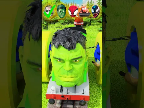 Devil Sonic Bollards VS Trains: Red Spidey, Hulk & More! #gta