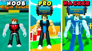 NOOB VS PRO VS H4CKER NO STRONGMAN SIMULATOR - ROBLOX