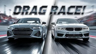 Audi RS6 C8 vs BMW M5 Competition: DRAG RACE 🚗💥 #audi #bmw #dragrace #topspeed #acceleration
