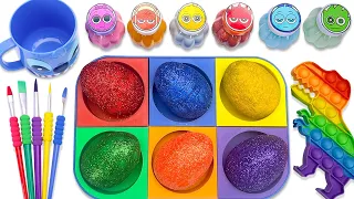 Satisfying Video l DIY How To Make Colorful Rainbow Shapes Fruit Slime Sprunki Glitter Lolipop Candy