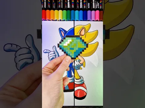Drawing⚡️SUPER SONIC The Hedgehog with The Master Emerald!💛 #shorts #sonic #sonicthehedeghog