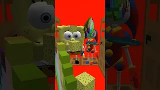 Door Leads To Pedro Pedro raccoon 🦝 VS  Pomni 🤡 and SpongeBob 🧽 #shorts #minecraft