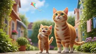 Mama Cat Saves Kitten’s Wet Kite and Lifts Her Spirits 😺🪁