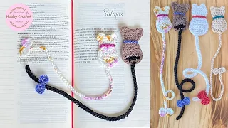 Gato Marcalibros a crochet paso a paso (Versión Diestra)