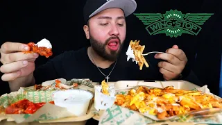 WINGSTOP FEAST VOODOO FRIES + CAJUN & PARMESEAN GARLIC EATING SHOW
