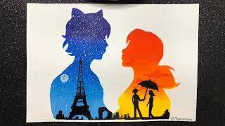 MIRACULOUS LADYBUG PAINTING TUTORIAL/ Cat Noir and Laybug drawing