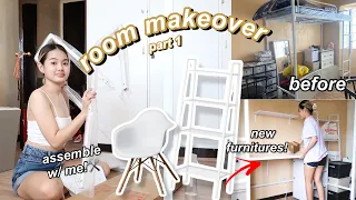room makeover pt. 1 : Shopee Furniture Haul💸 + new table, chair & shelves!