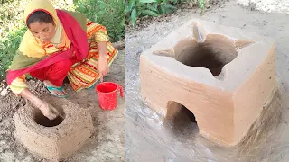 How to make mud clay oven for outdoor cooking || মাটির চুলা তৈরি করার সহজ পদ্ধতি#Part-8