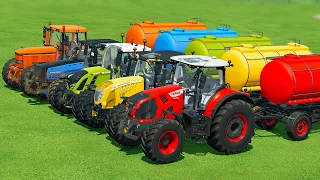 JOHN DEERE vs FENDT vs CLAAS vs VALTRA vs MCCORMICK TRACTORS BATTLE - Farming Simulator 22