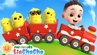 LiaChaCha em Português ☀️ Cinco Pintinhos (Versão Trem) | Música Infantil & Canção para Crianças