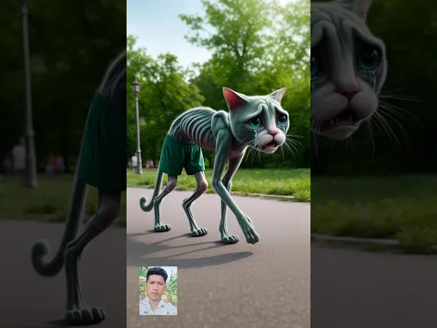Poor skinny green cat + two years later #cat #cute #story #ai