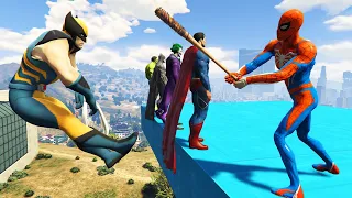 GTA 5: THAT WAS BRUTAL! SPIDER-MAN WITH A BASEBALL BAT vs SUPERHEROES! (Euphoria Physics) Ep.10