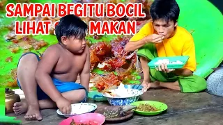 MAKAN BERSAMA BOCIL DI PAGI HARI DENGAN MAKANAN SEDERHANA