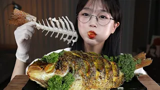 통으로 구운 도미구이 먹방🐟 ft. 새우버터구이 GRILLED SNAPPER MUKBANG | EATING SOUNDS