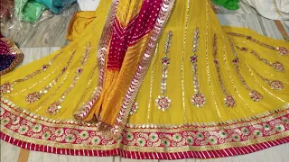 Amazing Festive Crepe Chinon Lehengas with Charkhi Gota Patti Work | Beautiful Lehenga Collection