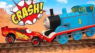 Cars⚡Lightning McQueen Vs Thomas the Tank Engine! McQueen Crash!