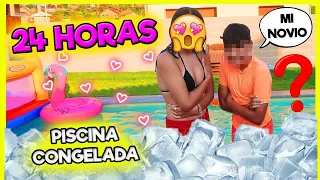 😱 24 HORAS en la PISCINA CONGELADA con MI NOVIO ? 😍 RETOS en la ALBERCA con @NENO_FAMILY 💑