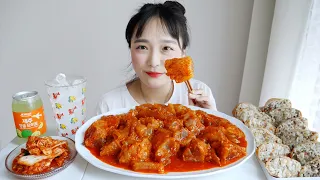 쪼온~득쫀득🥰소힘줄찜 먹방! 완전 우족찜 순살버전… ft. 엽떡 존똑 레시피, 참치마요/소고기 유부초밥 REALSOUND MUKBANG  :D
