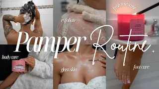 RELAXING PAMPER ROUTINE🌸 rose scented hygiene, glass skin, soft feet, body care, smell good all day🫧