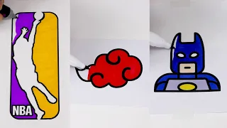 Oddly Satisfying Coloring Art #2 [NBA Mamba, Akatsuki Cloud, Lego Batman]