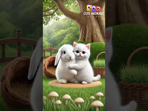 Cute cat rescued the poor little rabbit 🐰🔥 #cat #ai #rabbit  #catlover #kitten