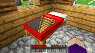 How to BUILD SUPER SECRET PASSAGE in BED in Minecraft ? BED TUNNEL ! in Minecraft
