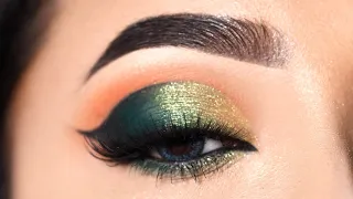 Green Golden Glitter Eye Makeup Tutorial || Simple and easy Eye Makeup Tutorial || Shilpa